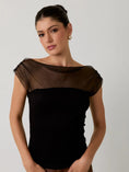 Load image into Gallery viewer, Meghan Tulle Drape Off-the-Shoulder Top - Black
