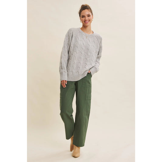 Meredith Pearl Wool Blend Sweater - Heather Gray