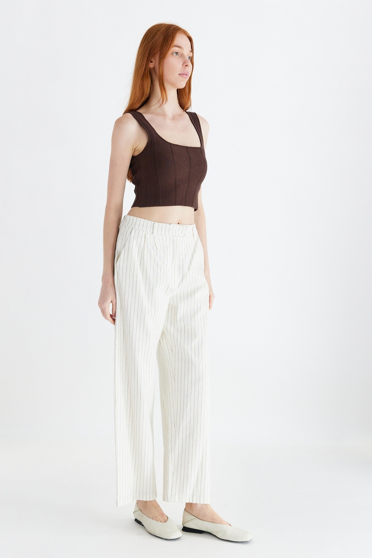 Millie Structured Crop Tank Top - Brown