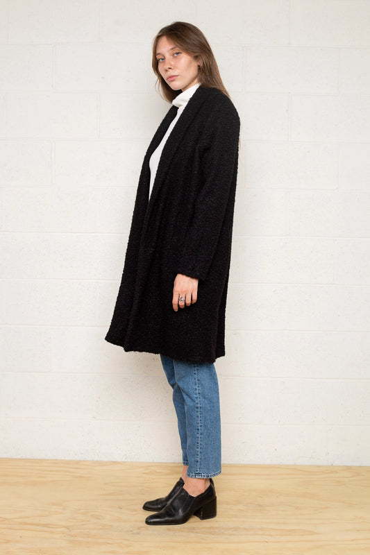 Mina Sherpa Long Cardigan - Black