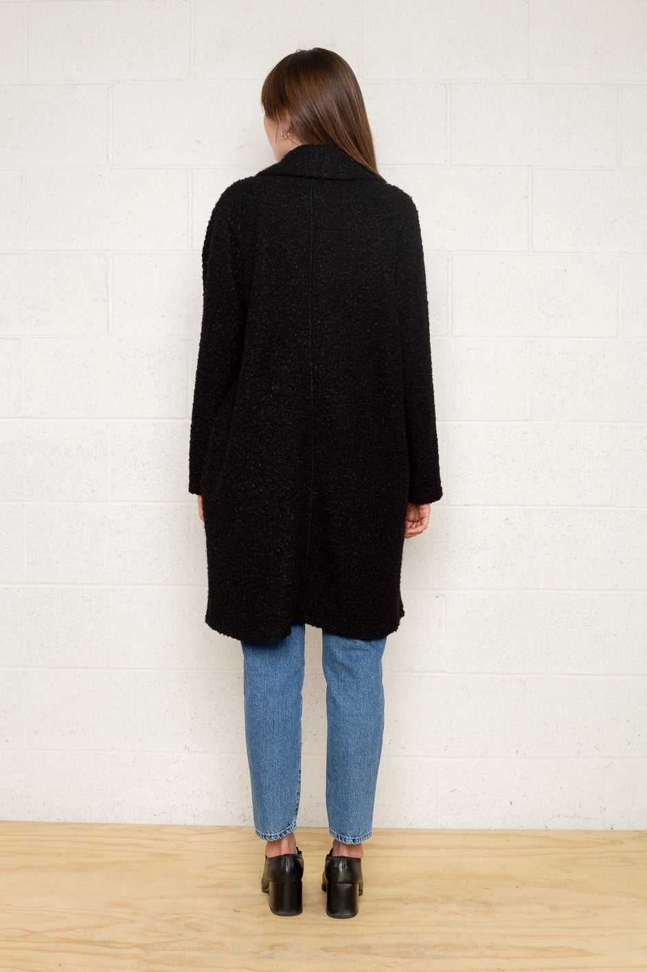 Mina Sherpa Long Cardigan - Black