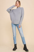 Load image into Gallery viewer, Mya Ribbed Mock Neck Sweater - Grey/Off White
