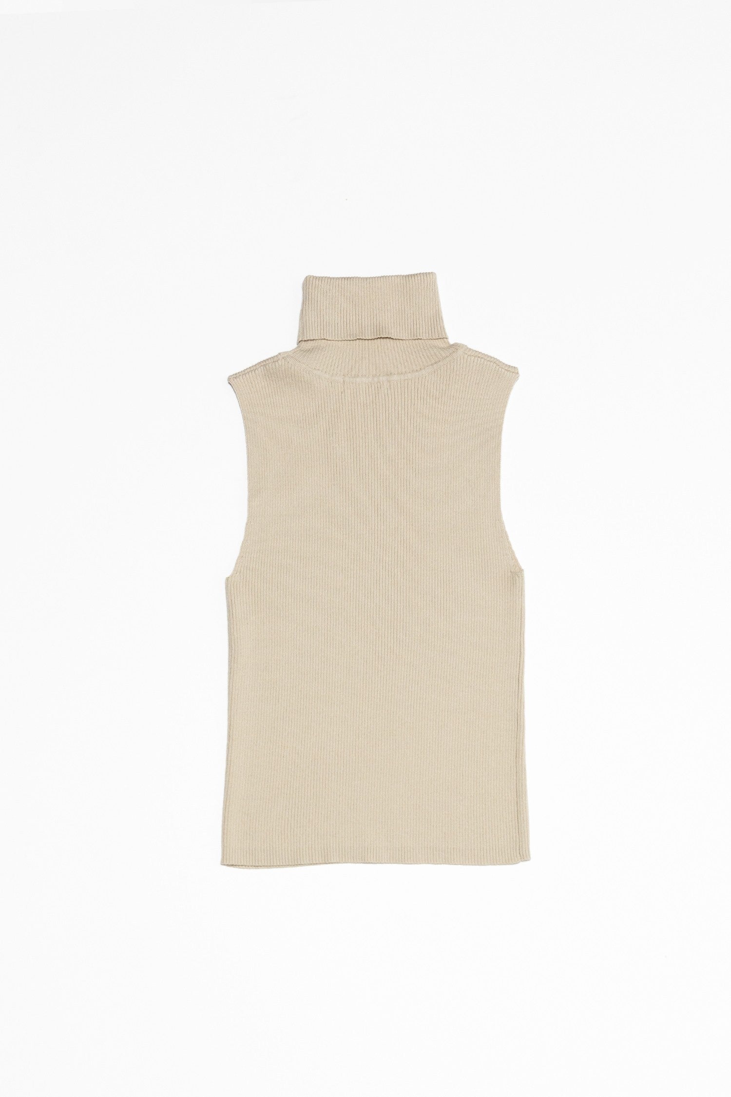 Nadia Sleeveless Pullover Turtleneck Top - Beige