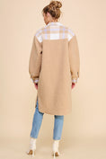 Load image into Gallery viewer, Olivia Long Teddy Plaid Shirt Jacket - Camel
