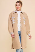 Load image into Gallery viewer, Olivia Long Teddy Plaid Shirt Jacket - Camel
