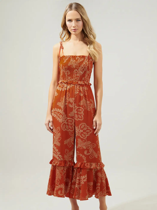 Nora Paisley Jumpsuit - Rust/Ivory