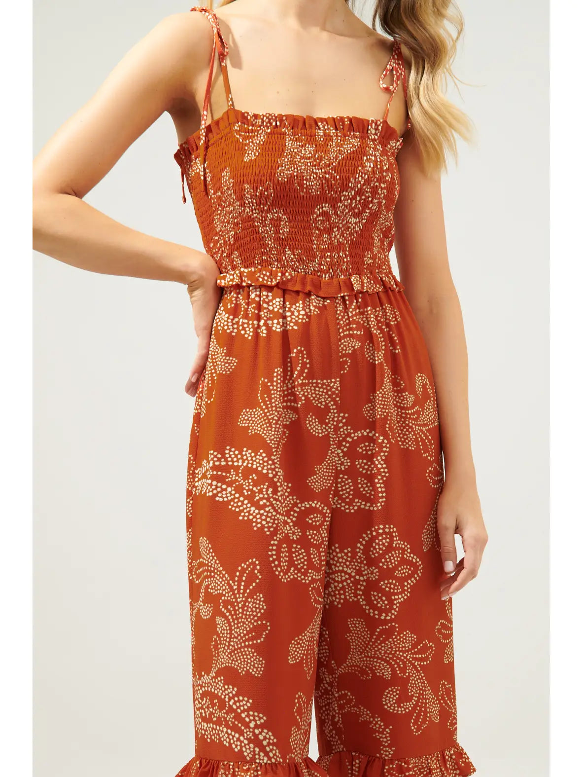 Nora Paisley Jumpsuit - Rust/Ivory