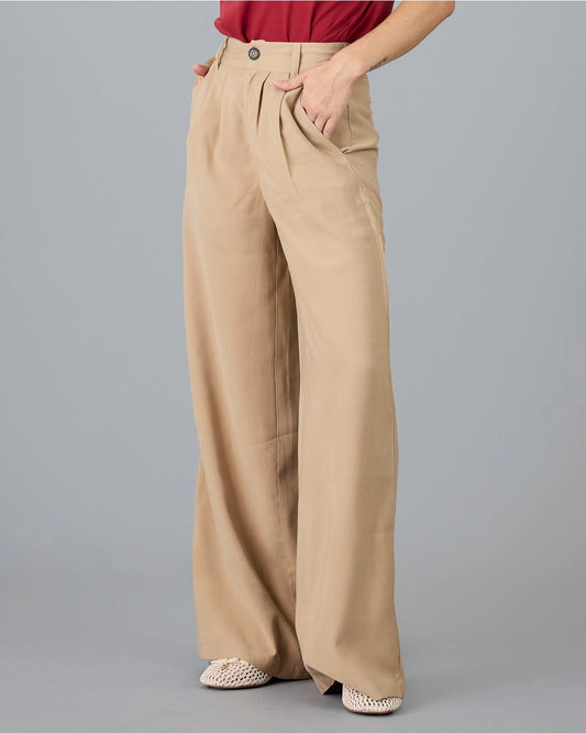 Paula Wide Leg Trousers - Tan