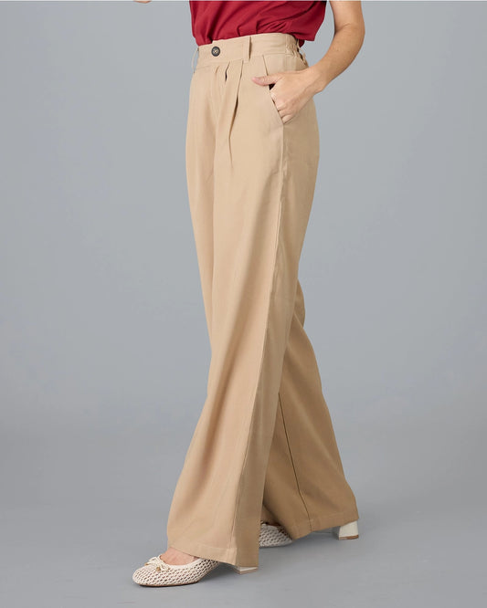 Paula Wide Leg Trousers - Tan