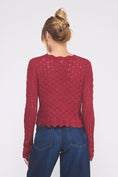 Load image into Gallery viewer, Tamera Pointelle Front Tie Cardigan - Red
