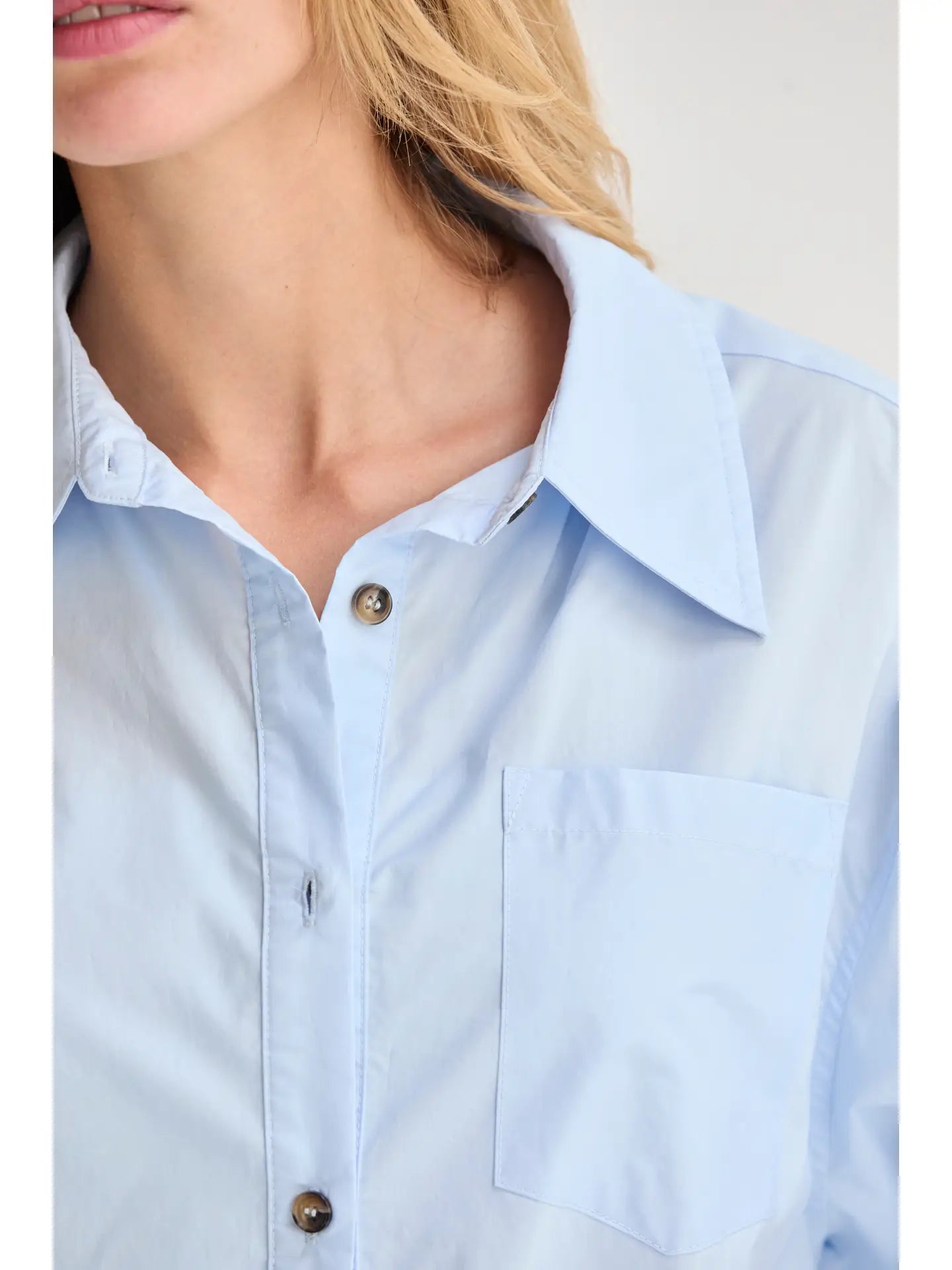 Ocean Poplin Button-Up Shirt & Shorts Set - Light Blue