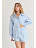 Load image into Gallery viewer, Ocean Poplin Button-Up Shirt & Shorts Set - Light Blue
