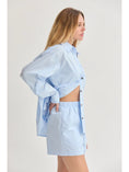 Load image into Gallery viewer, Ocean Poplin Button-Up Shirt & Shorts Set - Light Blue
