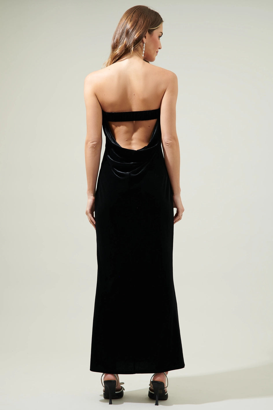 Rachel Velvet Strapless Maxi Dress - Black