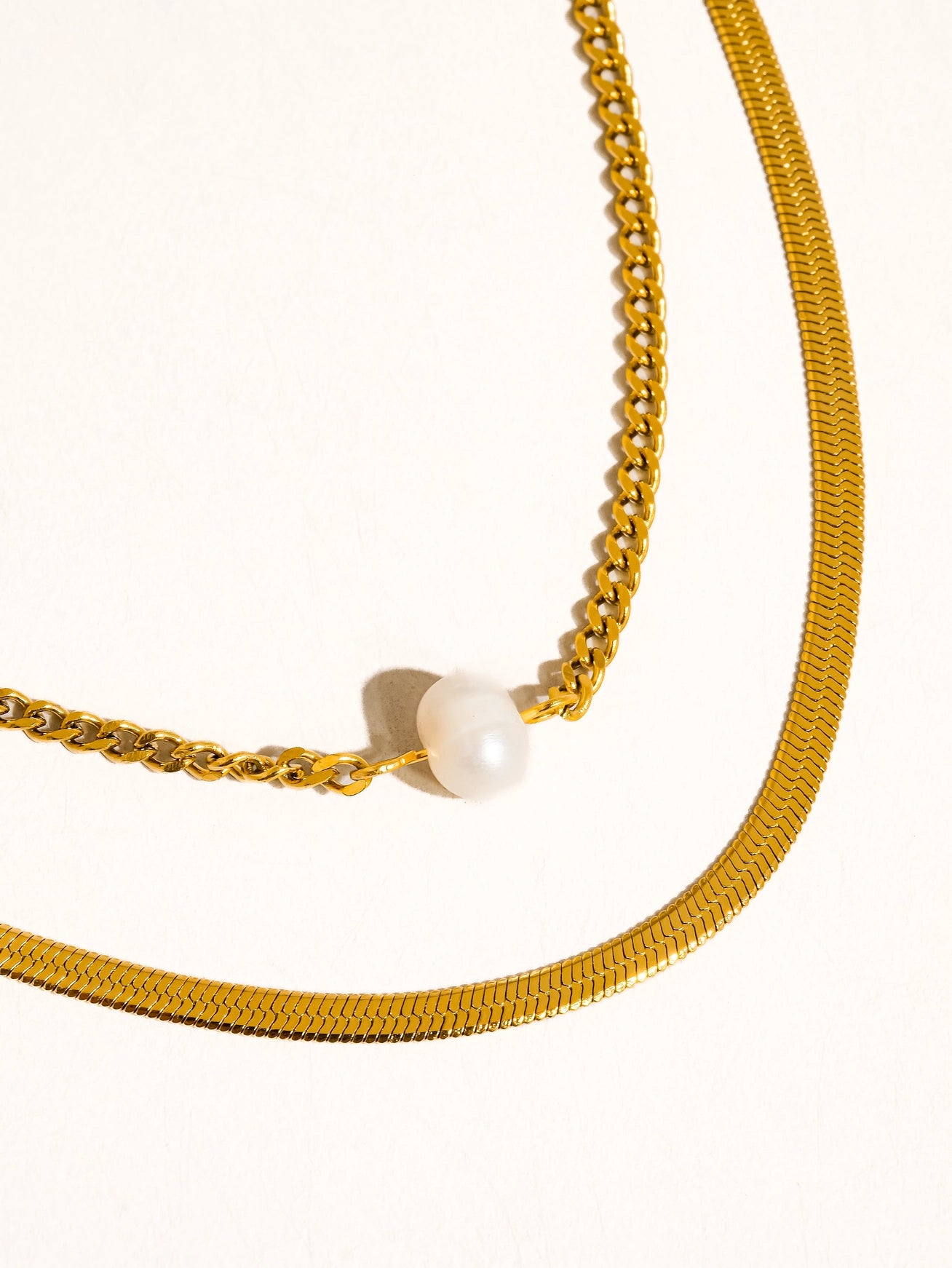 Raya Layered Pearl Chain Necklace
