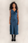 Load image into Gallery viewer, Raye Satin Bias Dress - Ink Blue
