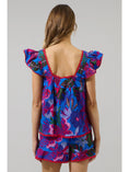 Load image into Gallery viewer, Reina Tropics Ruffle Top - Blue/Pink/Multi
