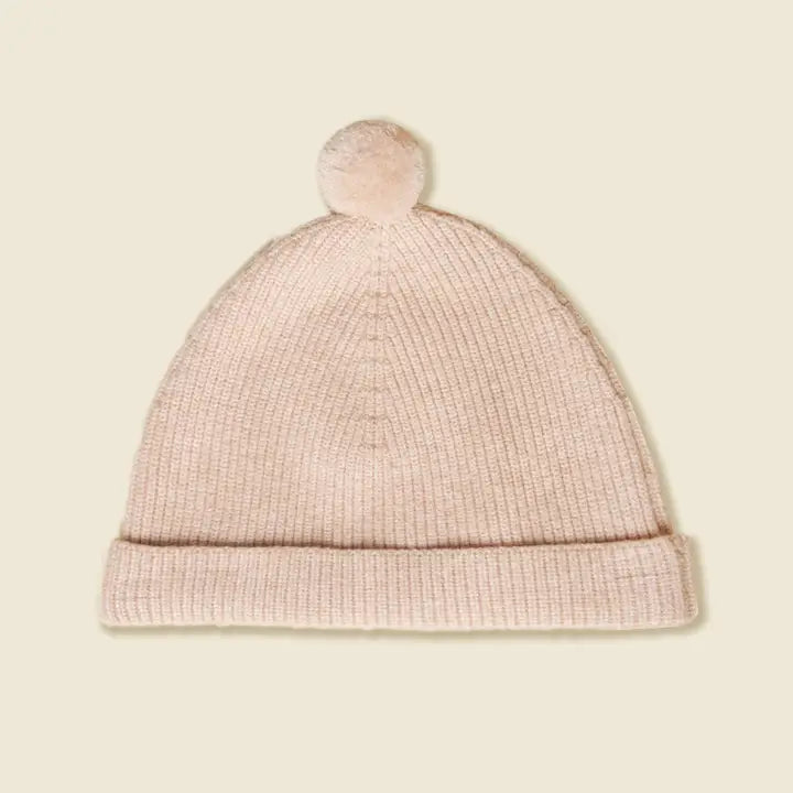 Riley Ribbed Pom Beanie - Oatmeal