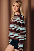 Load image into Gallery viewer, Frankie Drop Shoulder Striped Top - Burgundy/Blue
