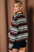 Load image into Gallery viewer, Frankie Drop Shoulder Striped Top - Burgundy/Blue
