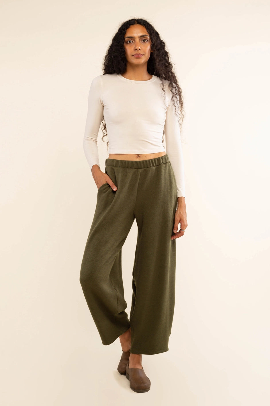 Sabrina Faux Cashmere Lantern Pants - Olive