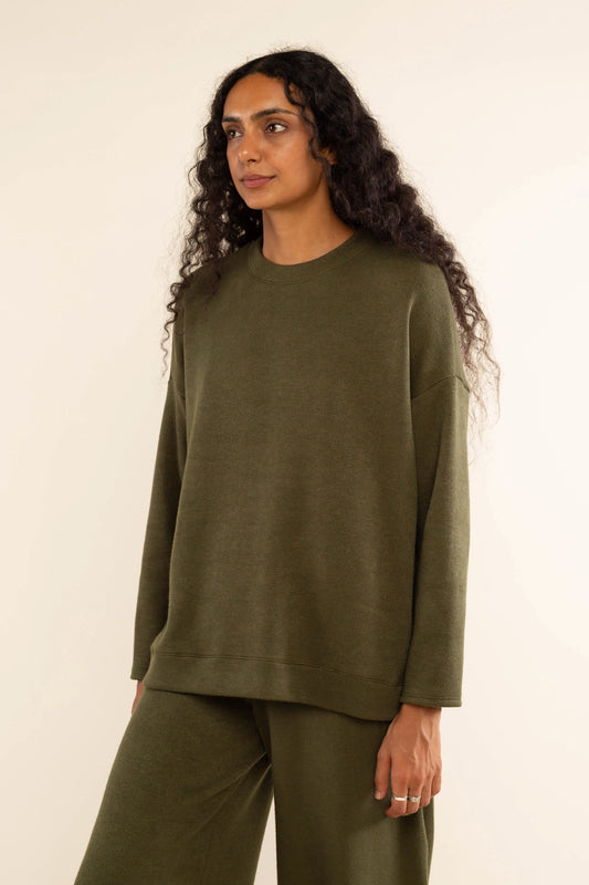 Sabrina Faux Cashmere Oversized Sweater - Olive