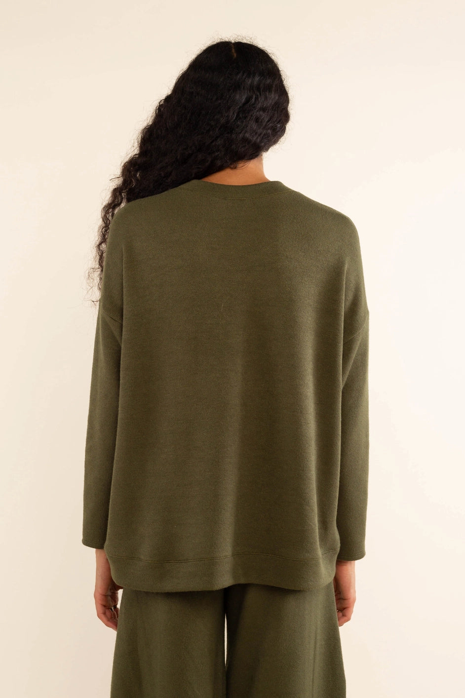 Sabrina Faux Cashmere Oversized Sweater - Olive