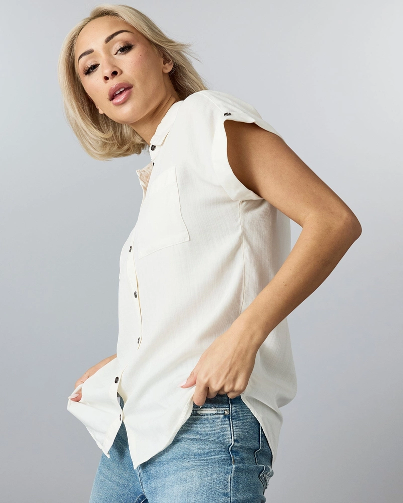 Sandra Button-Up Blouse - Ivory White