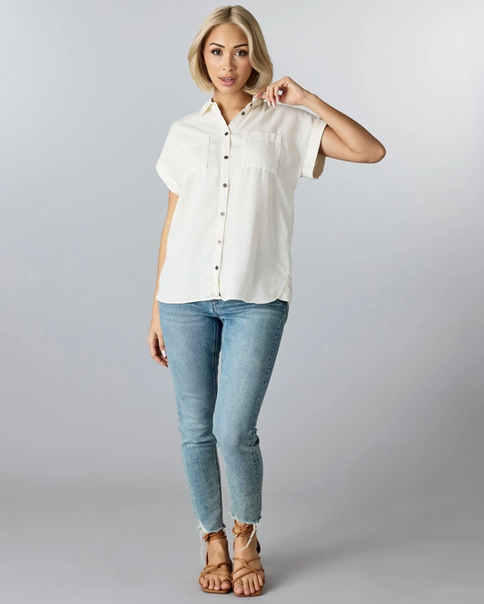 Sandra Button-Up Blouse - Ivory White