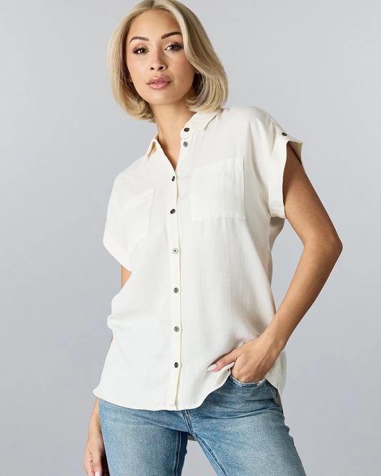 Sandra Button-Up Blouse - Ivory White