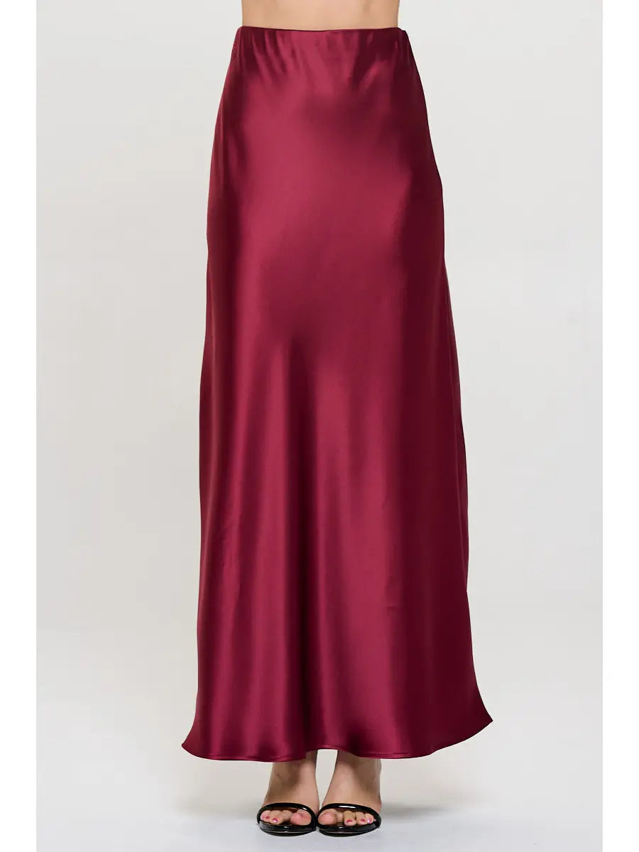 Scarlett Satin Maxi Skirt - Burgundy