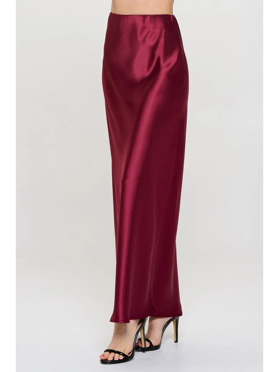 Scarlett Satin Maxi Skirt - Burgundy