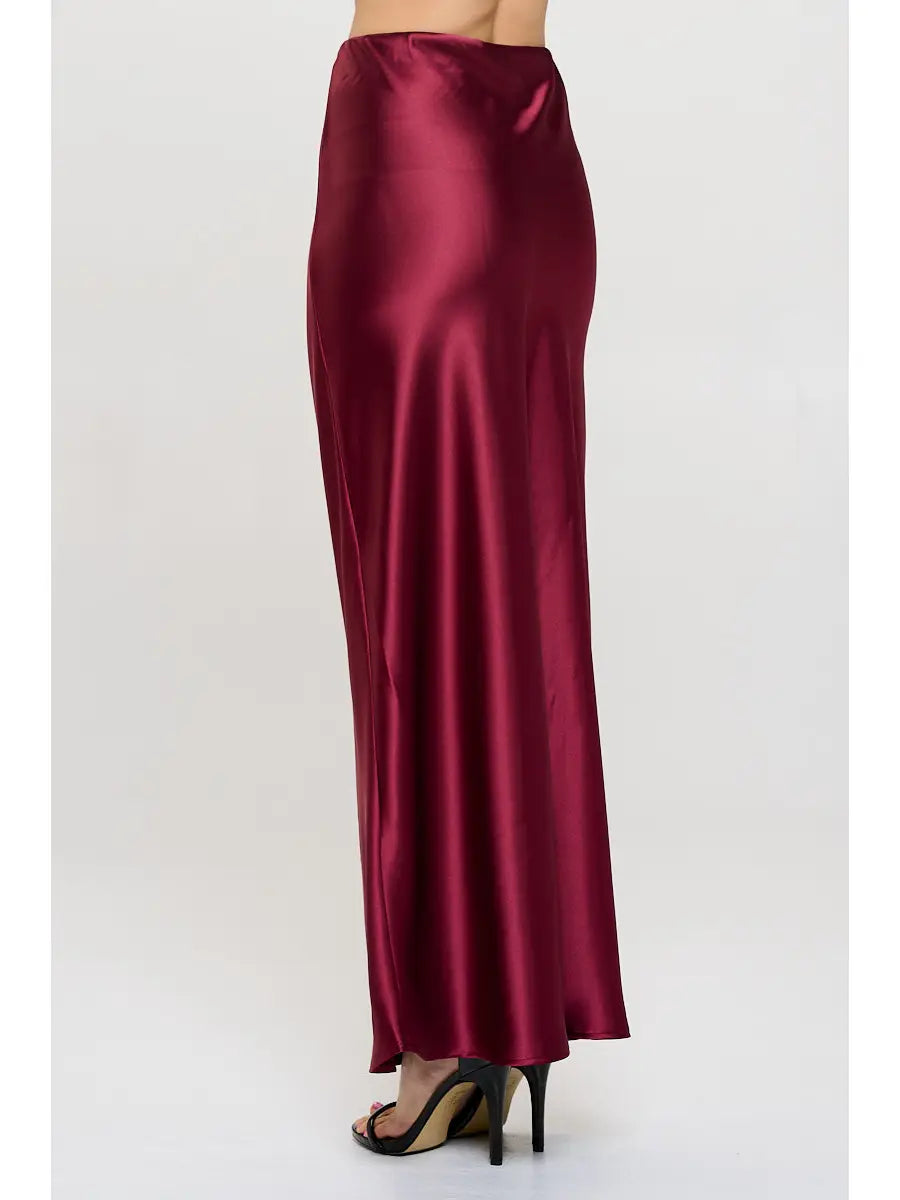 Scarlett Satin Maxi Skirt - Burgundy