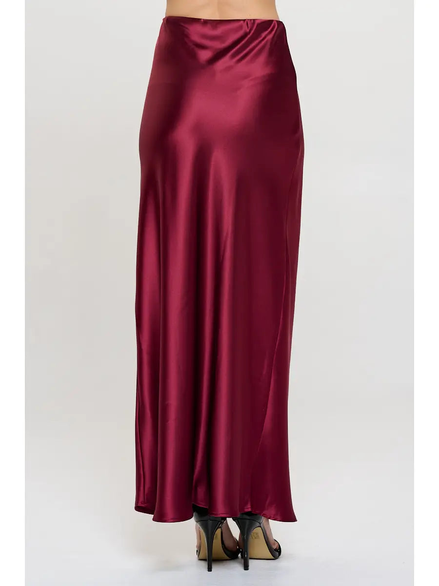 Scarlett Satin Maxi Skirt - Burgundy