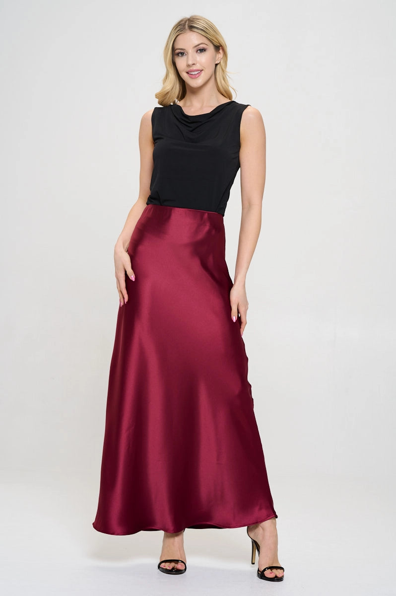 Scarlett Satin Maxi Skirt - Burgundy