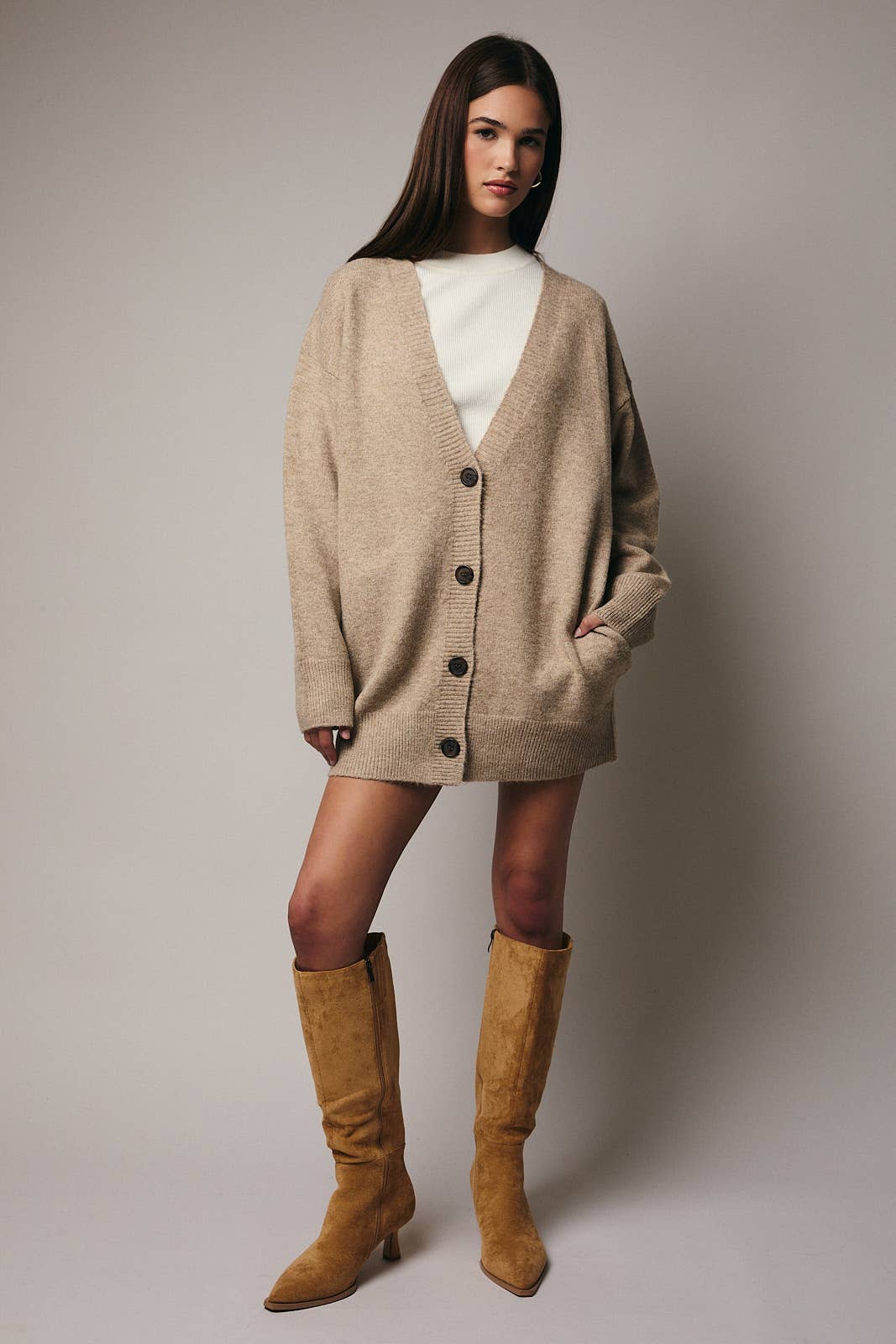 Setsuko Oversized Long Cardigan - Mocha