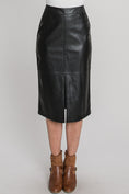 Load image into Gallery viewer, Shay Faux Leather Slit Midi Skirt - Black
