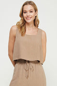 Load image into Gallery viewer, Terra Striped Linen Blend Tank Top - Fawn/White
