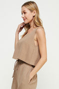 Load image into Gallery viewer, Terra Striped Linen Blend Tank Top - Fawn/White
