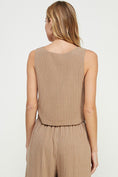 Load image into Gallery viewer, Terra Striped Linen Blend Tank Top - Fawn/White

