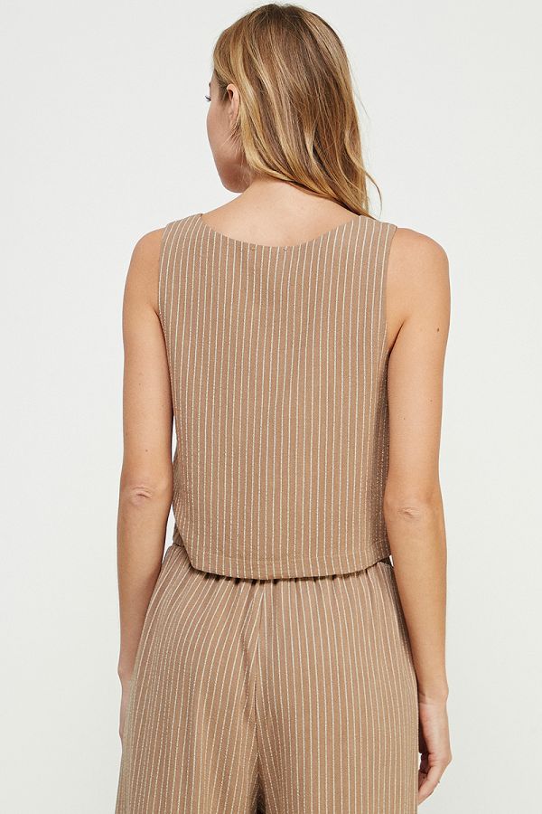 Terra Striped Linen Blend Tank Top - Fawn/White
