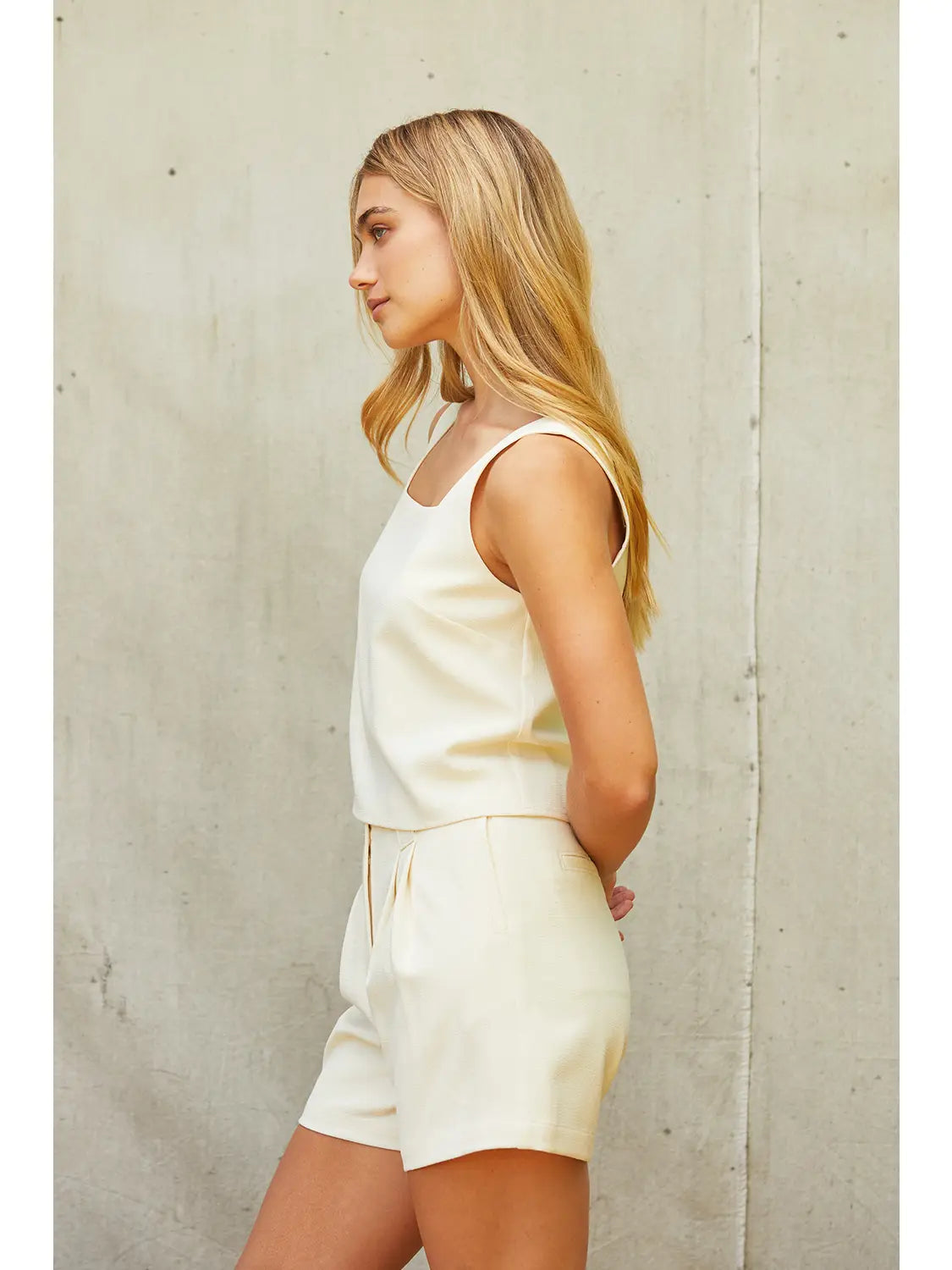 Lindsey Square Neck Tank Top - Cream