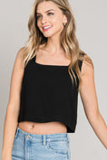 Load image into Gallery viewer, Stephanie Soft Linen Square Neck Tank - Black
