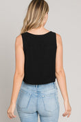 Load image into Gallery viewer, Stephanie Soft Linen Square Neck Tank - Black
