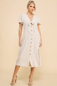Load image into Gallery viewer, Sydney Linen Button Midi Dress - Natural
