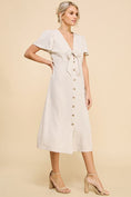 Load image into Gallery viewer, Sydney Linen Button Midi Dress - Natural
