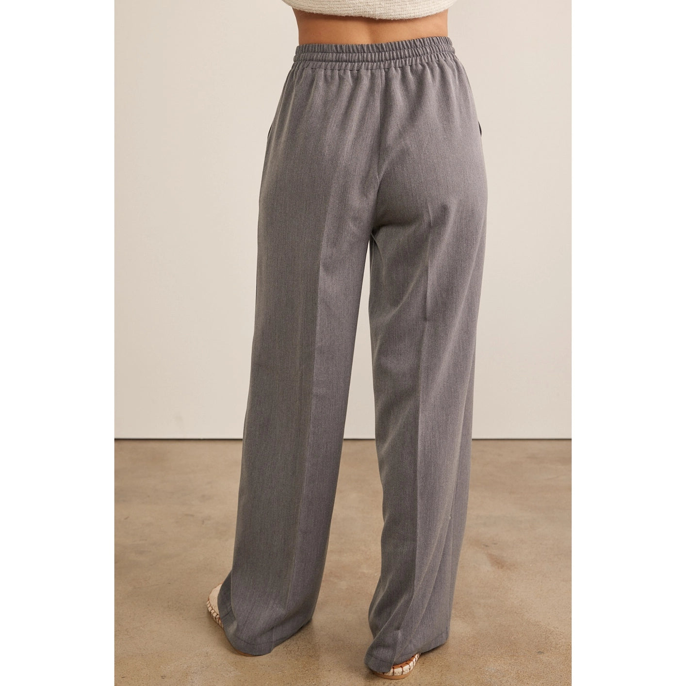 Taylor Drawstring Wide Leg Pants - Gray