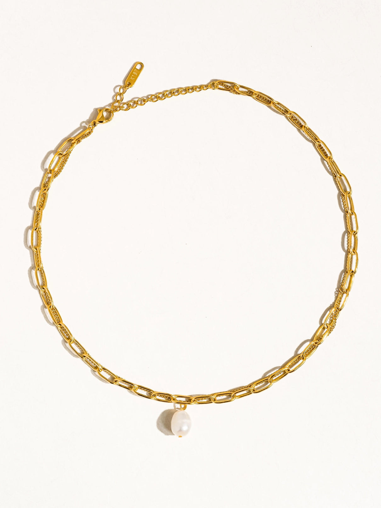 Tiana Layered Chain Pearl Necklace - Gold