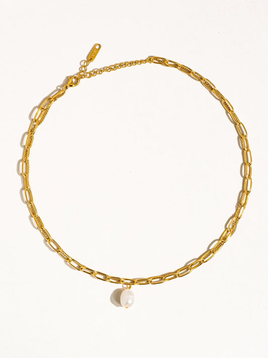 Tiana Layered Chain Pearl Necklace - Gold