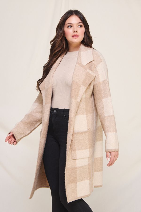 Tiffany Plaid Long Cardigan - Curvy